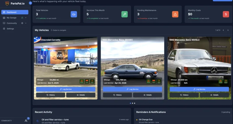 PartsPal.io — a vehicle-ownership app